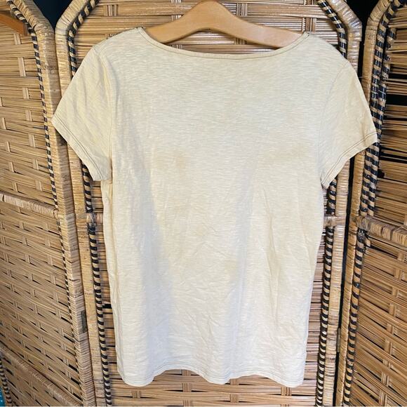 Talbots Green and Gold Embellished Short Sleeve Blouse medium 100% cotton - Picture 2 of 4